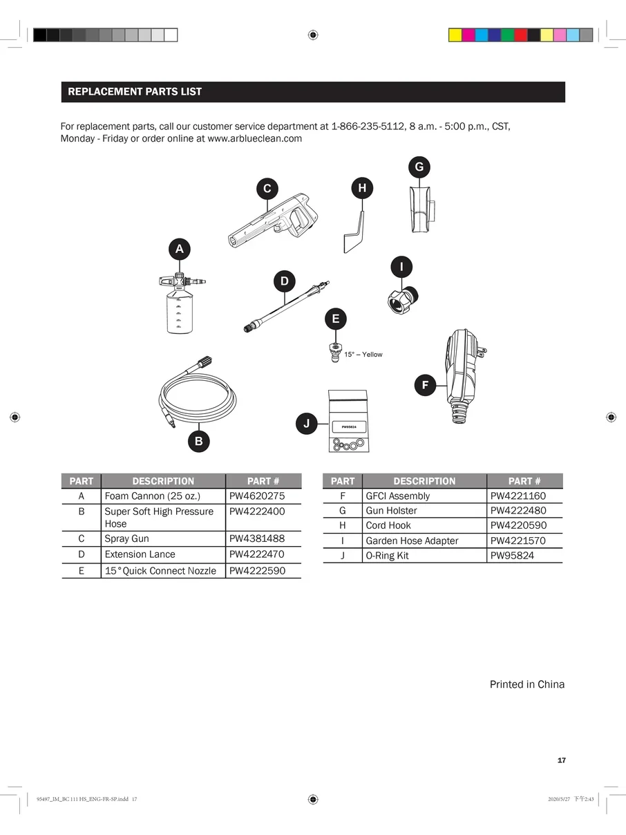 AR BLUE CLEAN, BC111HS, IPL.17
